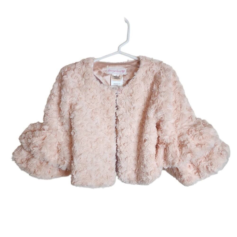 Bonnie Jean Light Pink Rosette Bolero Shrug, 4/4T